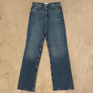 ZARA dark wash high rise long jeans